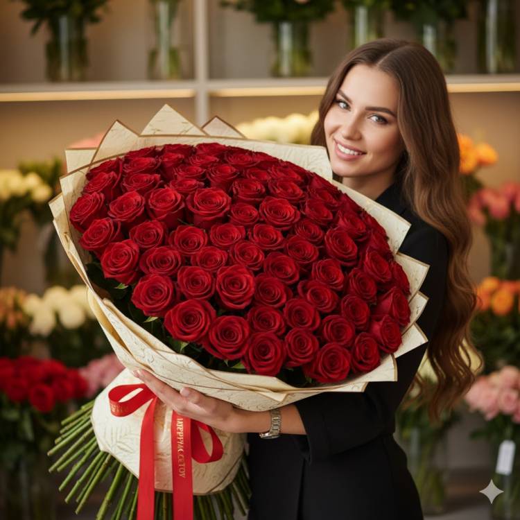 Букет из 101 розы (60см)