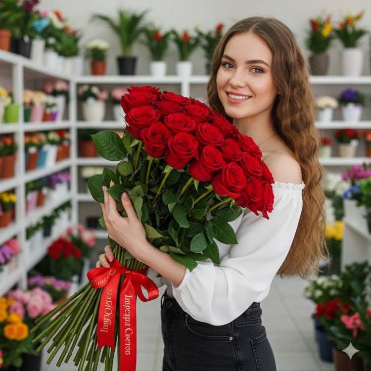 Букет из 15 красных роз 80 см