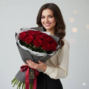 Розы Red Naomi "Бархатная Страсть"51 шт