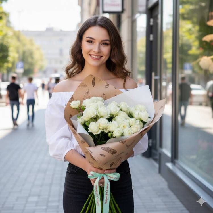 Букет 9 веток кустовой розы "Дежавю"